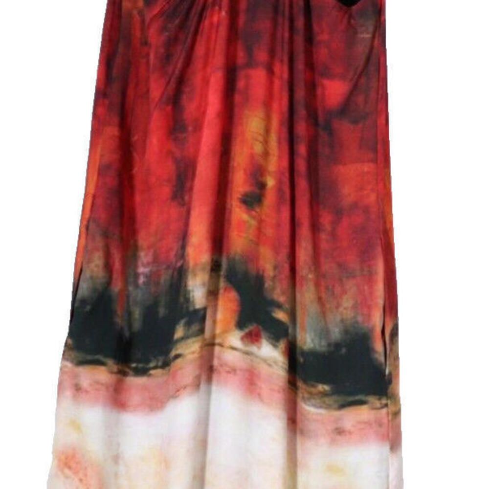 Iris Setlakwe Womens US6 Red Black Shift Tank Dress Crossback Tie Dye Scoop Neck - Picture 6 of 12